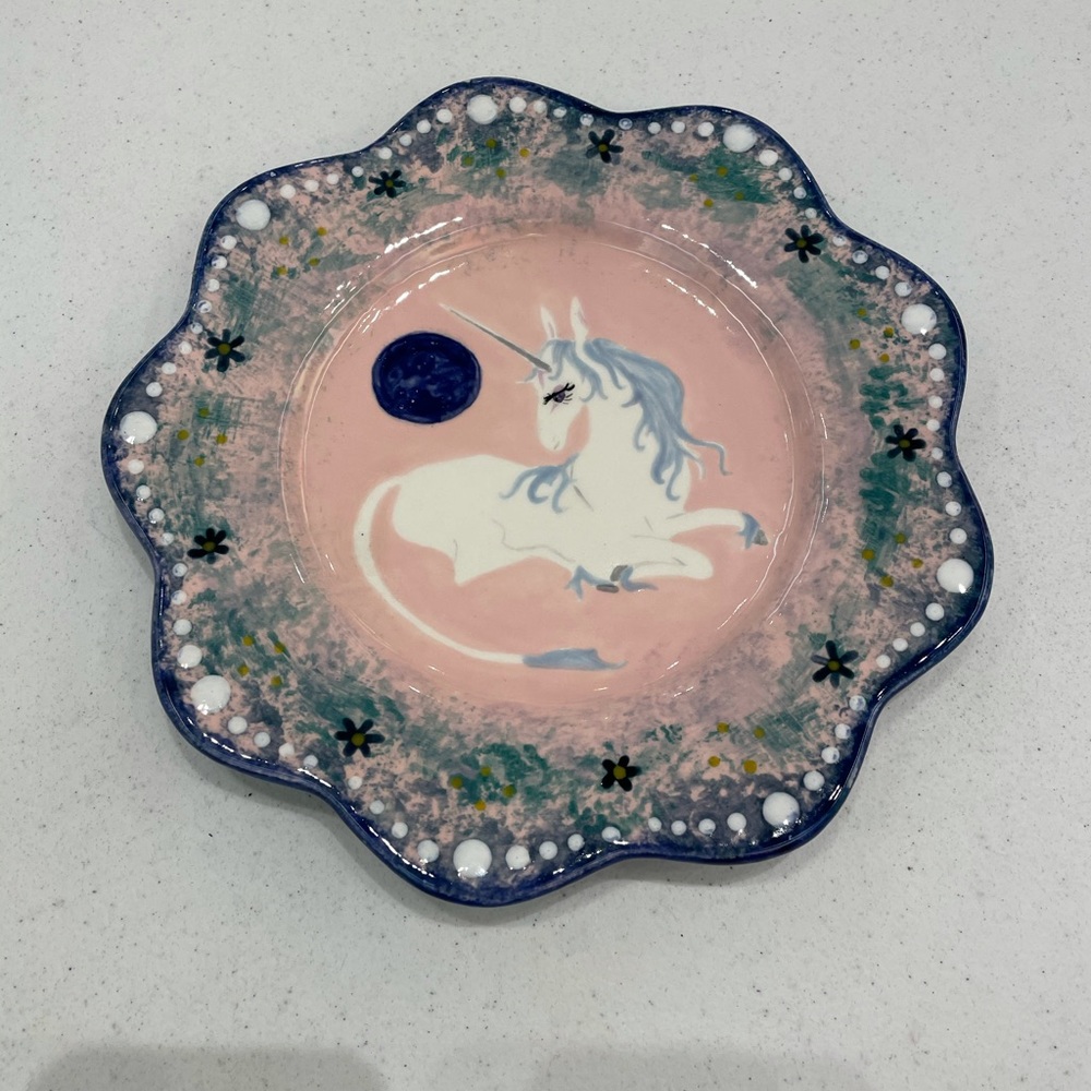 The Last Unicorn pottery plate